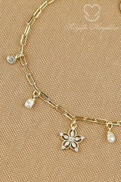 Keyifli Hayaller YSX Marka Yıldız Çiçeği Charmlı Zincir Bileklik Modern Gold ...