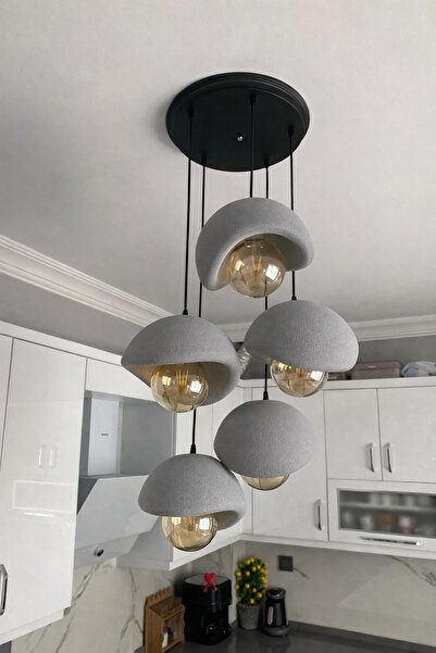 DREAM MODE Modern 5'li Avize Beton Dokulu -Salon ve Oturma Odası Şık ve Bohem...