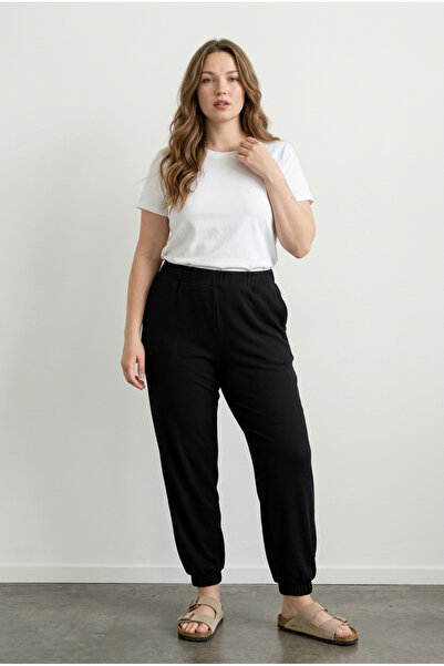 Stil Diva بنطلون رياضي من القماش المرن ذو خصر كبير الحجم وأرجل مطاطية