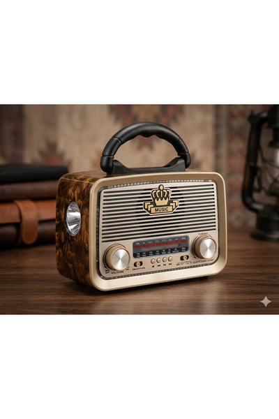 Mobilzone Bluetooth Nostaljik Speaker FM/AM/SW Radyo Şarj Edilebilir Aydınlat...