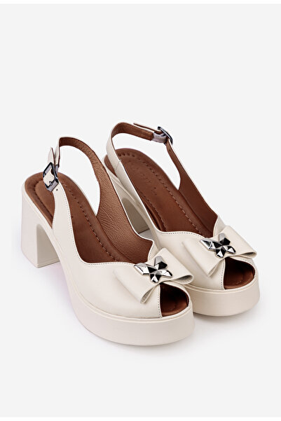 Dasha Sandale dama bej din piele cu platforma si toc gros
