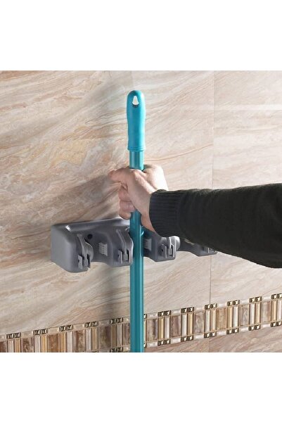 VELORA Wall mount for mop and broom, cleaning tool organizer, 40x7x6.5 cm, ea...