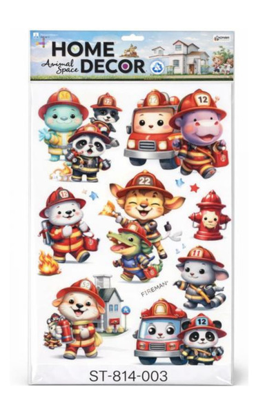 OEM 3D Children's Wall Sticker - Firefighters Animals, 3D Home Decor Sticker ...