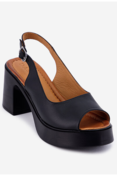 Dasha Sandale dama negre realizate din piele cu platforma