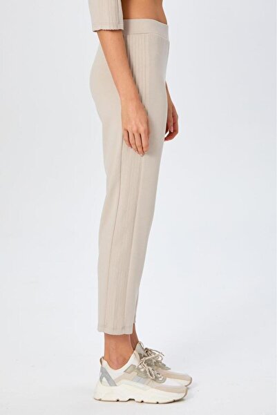 İKİLER Beli Lastikli Nervür Detaylı Cepli Pantolon 026-2101