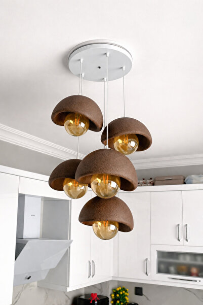 DREAM MODE Modern 5'li Avize Beton Dokulu -Salon ve Oturma Odası Şık ve Bohem...