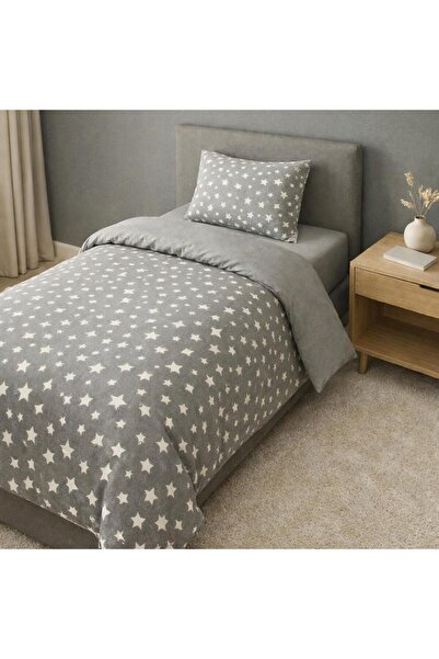ROSERA HOME Single Fitted Sheet Duvet Cover Set Cotton Gray Starry