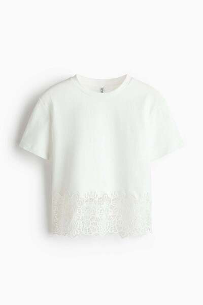 H&M Lace-trimmed T-shirt