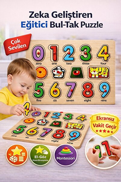 Sayıcı Kids Ahşap Sayılar Bul-Tak Puzzle – Eğitici Oyuncak | Montessori Zeka ...