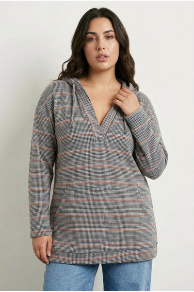 Stil Diva Толстовка з капюшоном великих розмірів з V-подібним вирізом та довг...