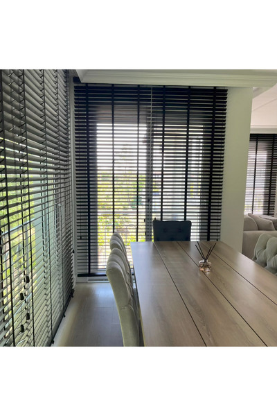 AhsapPerdecim Ahşap Jaluzi Perde - %100 Gerçek Ahşap - 50 mm – Kurdeleli