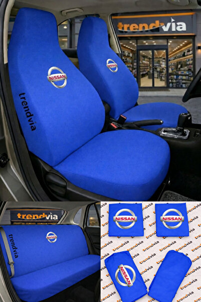 trivexa Nissan Logo Auto Seat Cover Front Rear Set – Combed Cotton Lycra Univ...