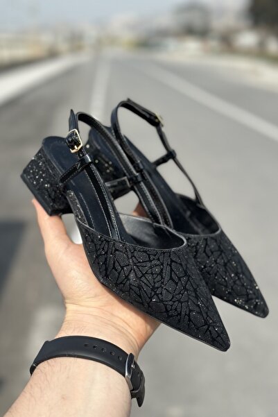 topuksarayı GLOW SİYAH SİMLİ SİVRİ BURUN TOPUKLU AYAKKABI