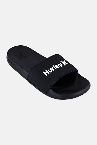 Hurley Men Brand Logo Slip On Slides, Black