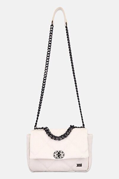 XTI حقيبة كروس بودي نسائية بشعار ماركة، لون عاجي