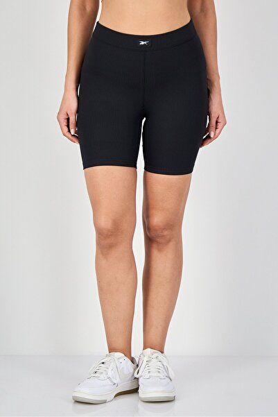 Reebok شورت رياضي نسائي ضيق مضلع، أسود