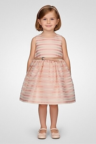 Hamleys Toddlers Girl Stripe Sleeveless Dress, Light Pink