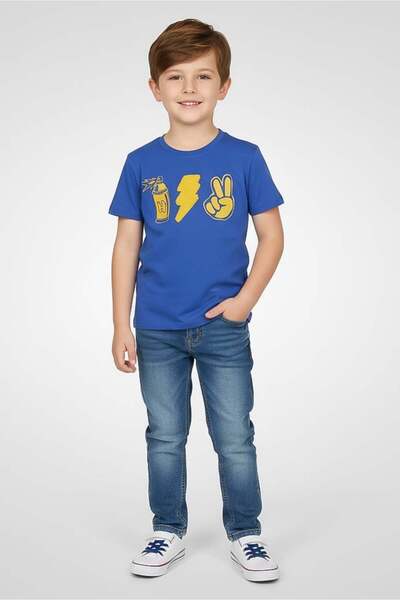 Hamleys Kids Boy Crew Neck Short Sleeve Graphic Print T-Shirt, Blue