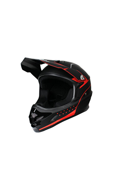 ROY Casca motocross/atv, SAFEBET HF-115 Reno-R, culoare negru mat/rosu, marime L