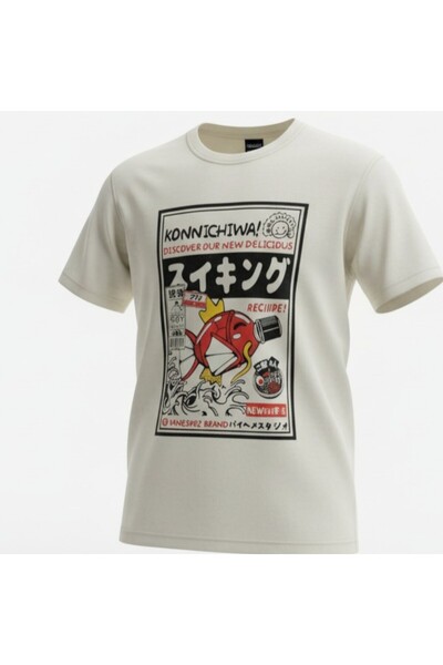 FG KONNİCHİWA Tricou Harajuku cu kanji japonez Fun Fish Harajuku Tricou cu mâ...