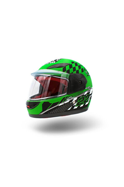 XTR Casca moto copii integrala, marime YL, culoare negru/verde