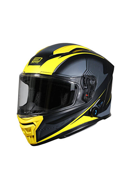 Origine Casca moto integrala, Pista Elementary cu bluetooth, culoare galben/n...