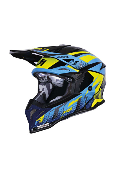 Just1 Casca motocross/atv J39 Revo, culoare albastru/galben, marime M