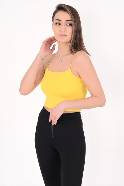 OWNME Bluză crop subțire pentru femei, cu bretele subțiri, cu două straturi, ...