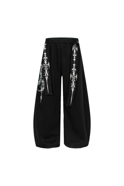 None Men's Spring Personalized Printed Drawstring Casual American Vintage Fas...