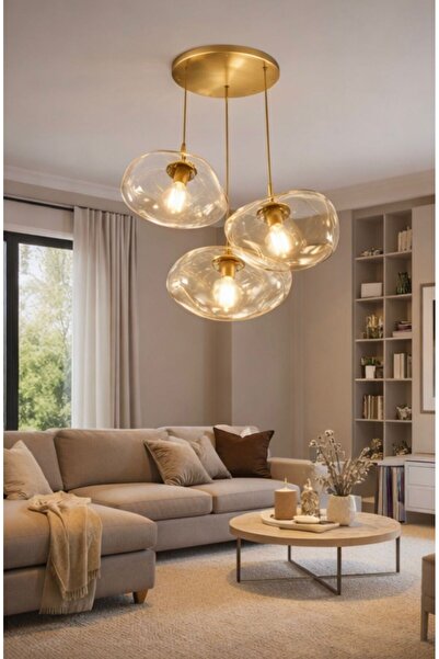 ecodesignline Bubble Glass 3’lü Sarkıt Avize – Şeffaf Cam Modern Avize