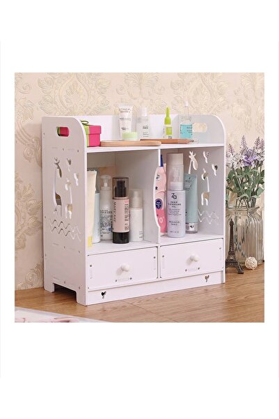OEM Cosmetic Organizer with Drawers and Shelves, Makeup Stand, PVC, White