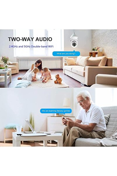 Generic 360 °   كاميرا أمان لاسلكية على شكل مصباح بدقة 1080P HD مع رؤية ليلية...