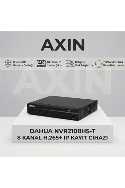 DAHUA NVR2108HS-T 8 Kanal H.265+ 4K Destekli Profesyonel IP NVR Kayıt Cihazı