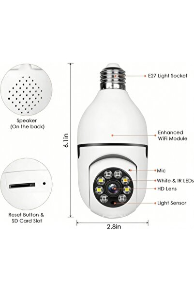 Generic 360° Wireless Light Bulb Security Camera 1080P HD Dual-Band WiFi Moti...