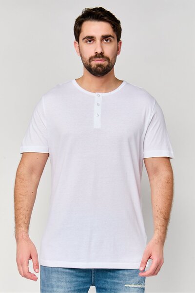 Brave Soul Men Round Neck Short Sleeve Plain T-Shirts, White