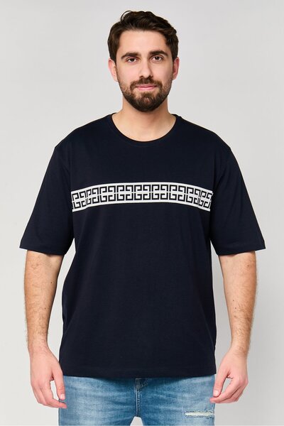 883 Police Men Crew Neck Short Sleeve Graphic Print T-Shirts, Navy