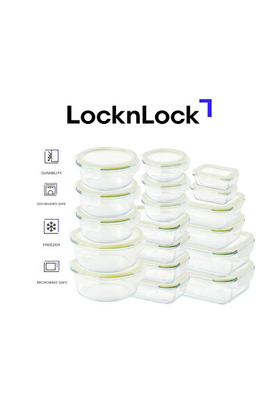 locknlock Fresh Oven-Safe Glass Container 18-pcs Set – Airtight, Leakproof & ...