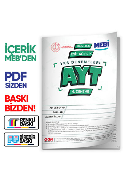 Karakutu Yayınları 2026 YKS-AYT EŞİT AĞIRLIK MEBİ ONLİNE Türkiye Geneli 6. De...