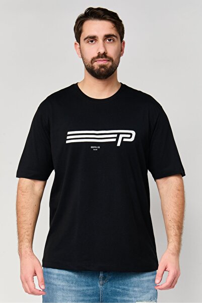 883 Police Men Crew Neck Short Sleeve Brand Logo T-Shirts, Black