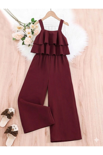 shop Burgundy Color Girls Overalls Pants