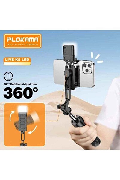 PLOKAMA Portable Mini Selfie Stick K5 with LED Light & Bluetooth Remote – Ide...