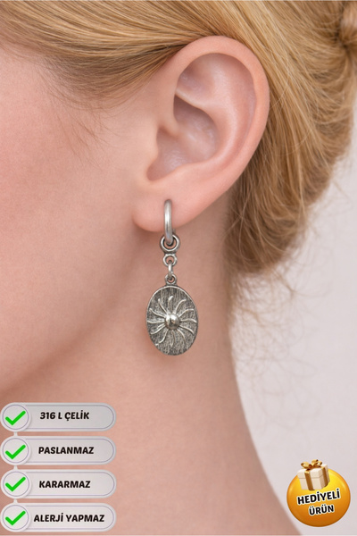 Piercing Market Steel & Silver أقراط مزدوجة بتصميم خاص من الفولاذ، هدية مميزة...