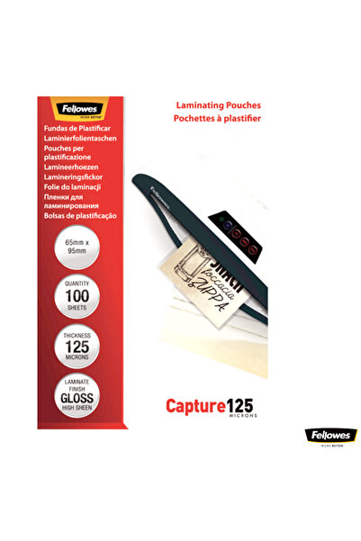 Fellowes Set de 100 folii de laminare, format card 65 x 95 mm, 125 microni, f...