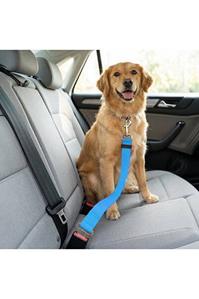 MNC Car dog leash with belt clip, adjustable 45-70 cm, polyester, red blue black