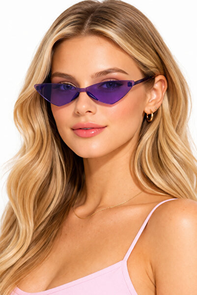 PARTİPORT Cat Eye Güneş Gözlüğü Şeffaf Camlı Trend Parti Gözlüğü