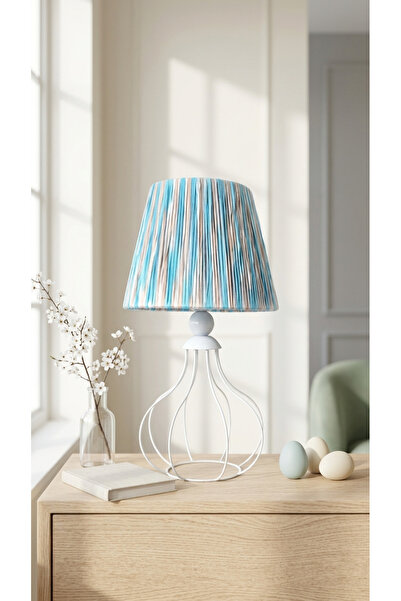 Decodelight Beyaz Ferforje Armut Model Metal Ayaklı Hazran Bambu Kumaş Başlık...