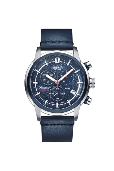 Atlantic Ceas Seasport ND Chronograph, albastru, carcasa 46mm, curea piele, 8...