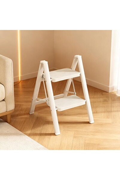 Arabest سلم قابل للطي من خطوتين، كرسي محمول قابل للطي بإطار من الفولاذ الكربو...