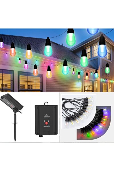 Luxera Lighting GHIRLANDA 6.5M 10 BECURI RGB BAT 3.7V 1200mAh PANOU SOLAR 5V ...