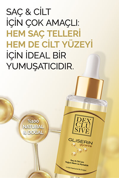 DEXCLUSIVE Gliserin %100 Doğal Saf 50 ml - Saç ve Cilt İçin Yoğun Nemlendirici Bakım